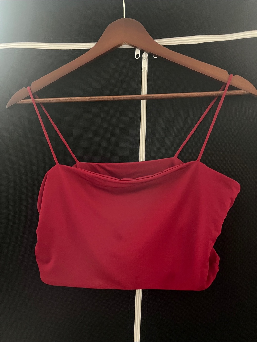 SHEIN Red Double-Strap Cowl Neck Crop Top